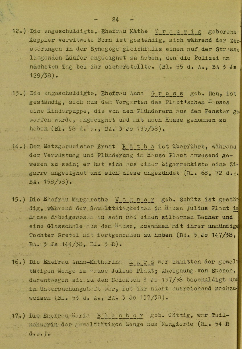 Anklageschrift des Oberstaatsanwaltes Hadding in Marburg/L. betreffend Beteiligung an der Kirchhainer "Judenaktion" am 8. November 1938, 15. Dezember 1949 [Dokumentabschnitt 3]