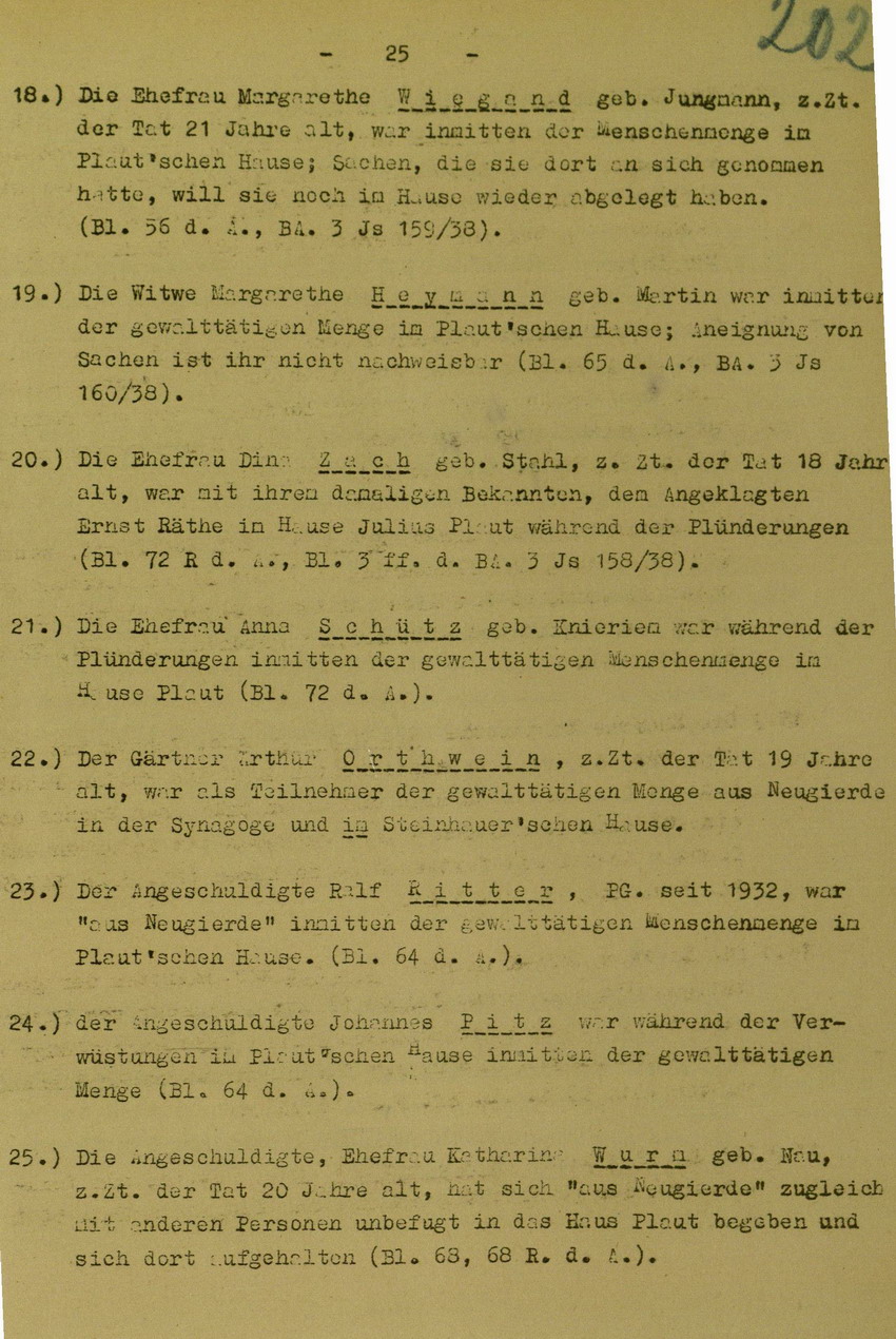 Anklageschrift des Oberstaatsanwaltes Hadding in Marburg/L. betreffend Beteiligung an der Kirchhainer "Judenaktion" am 8. November 1938, 15. Dezember 1949 [Dokumentabschnitt 4]