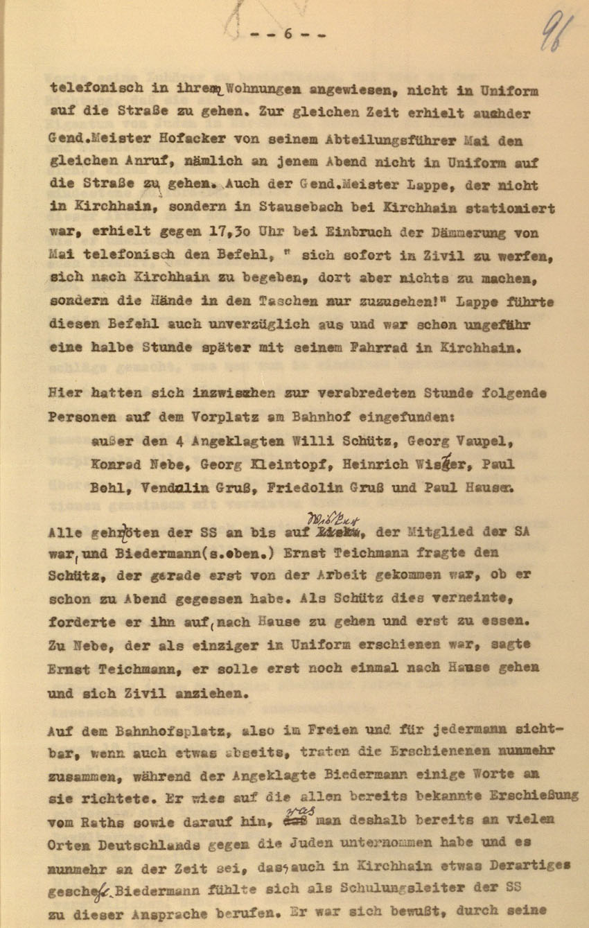 Urteil des Landgerichts Kassel im Prozess gegen die Urheber der Kirchhainer "Judenaktion" von 1938, 16. Dezember 1954 [Dokumentabschnitt 1].