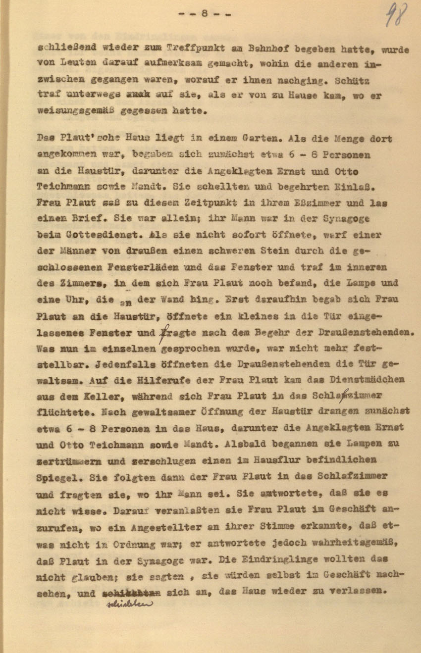 Urteil des Landgerichts Kassel im Prozess gegen die Urheber der Kirchhainer "Judenaktion" von 1938, 16. Dezember 1954 [Dokumentabschnitt 1].