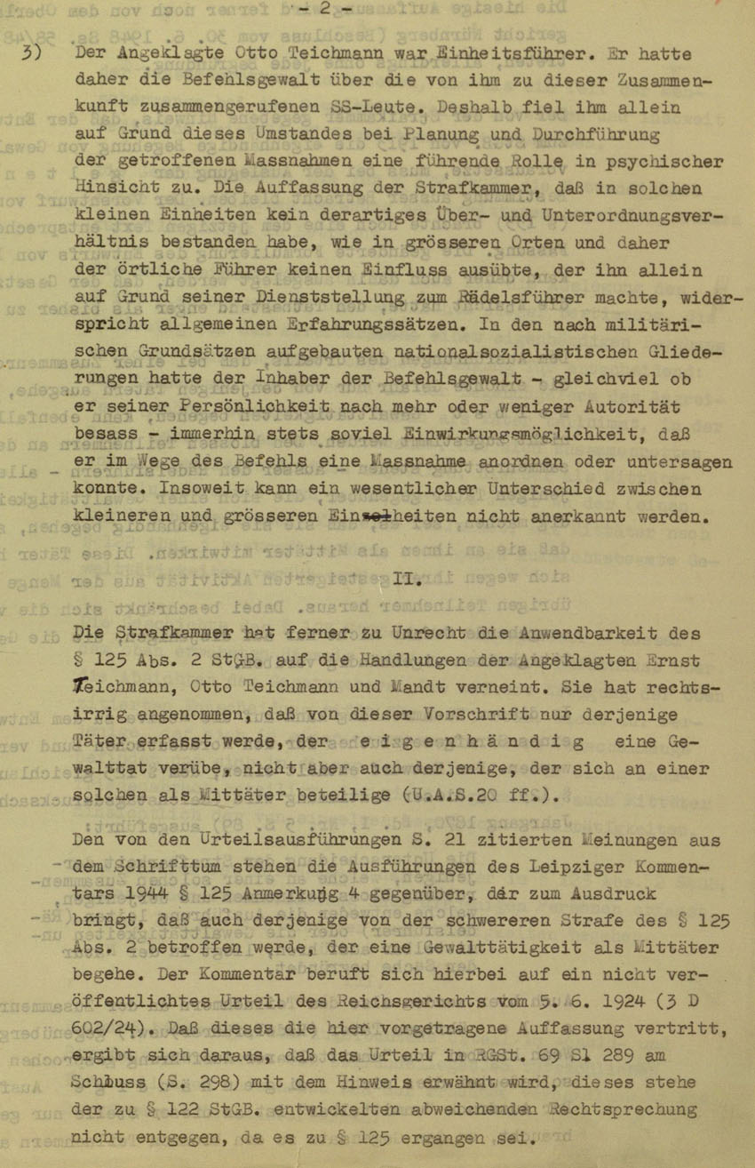 Revision des Oberstaatsanwaltes in Marburg betreffend Urteil vom 14.8.1951 im Prozess gegen die Urheber der Kirchhainer "Judenaktion" von 1938, 12. Dezember 1951.