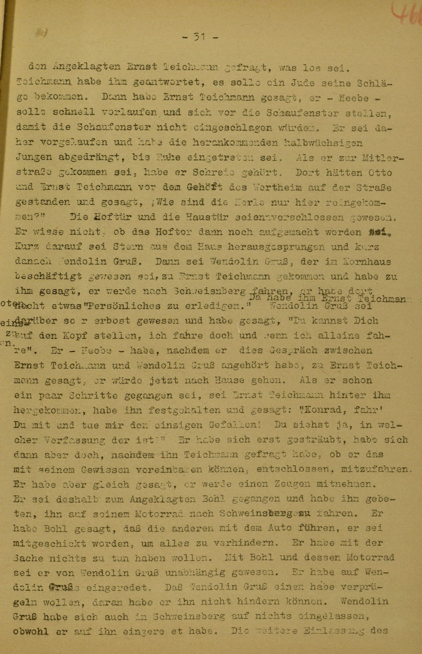 Urteil des Landgerichts Marburg im Prozess gegen die Urheber der Kirchhainer "Judenaktion" von 1938, 5. Juni 1950 [Dokumentabschnitt 4].