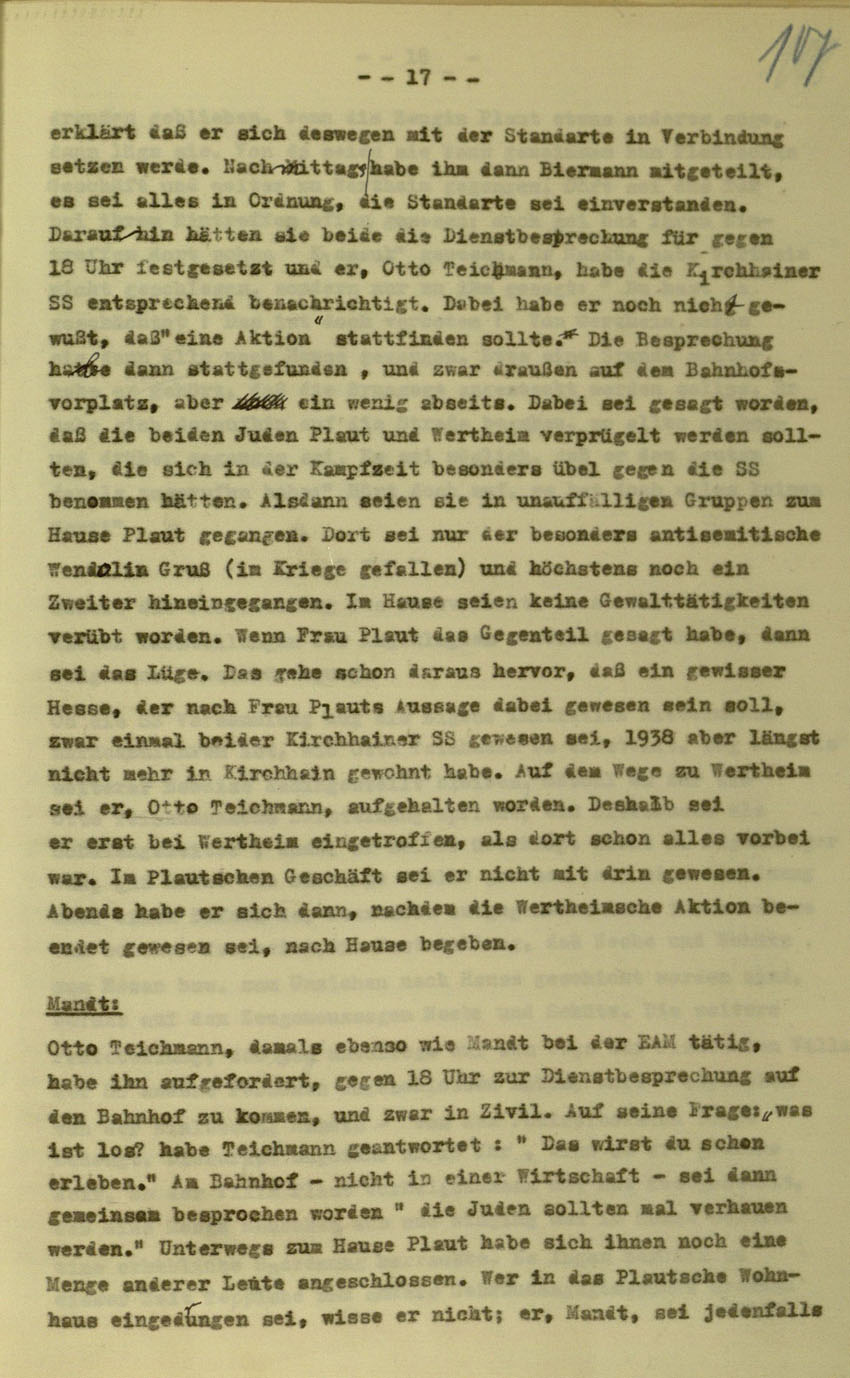 Urteil des Landgerichts Kassel im Prozess gegen die Urheber der Kirchhainer "Judenaktion" von 1938, 16. Dezember 1954 [Dokumentabschnitt 3].