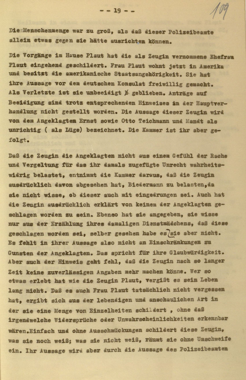 Urteil des Landgerichts Kassel im Prozess gegen die Urheber der Kirchhainer "Judenaktion" von 1938, 16. Dezember 1954 [Dokumentabschnitt 3].