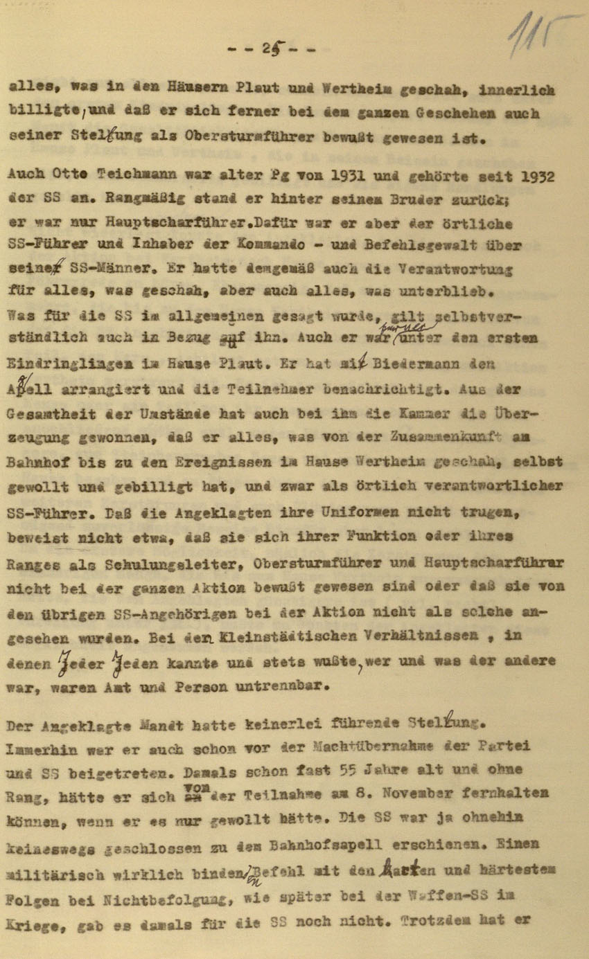 Urteil des Landgerichts Kassel im Prozess gegen die Urheber der Kirchhainer "Judenaktion" von 1938, 16. Dezember 1954 [Dokumentabschnitt 4].