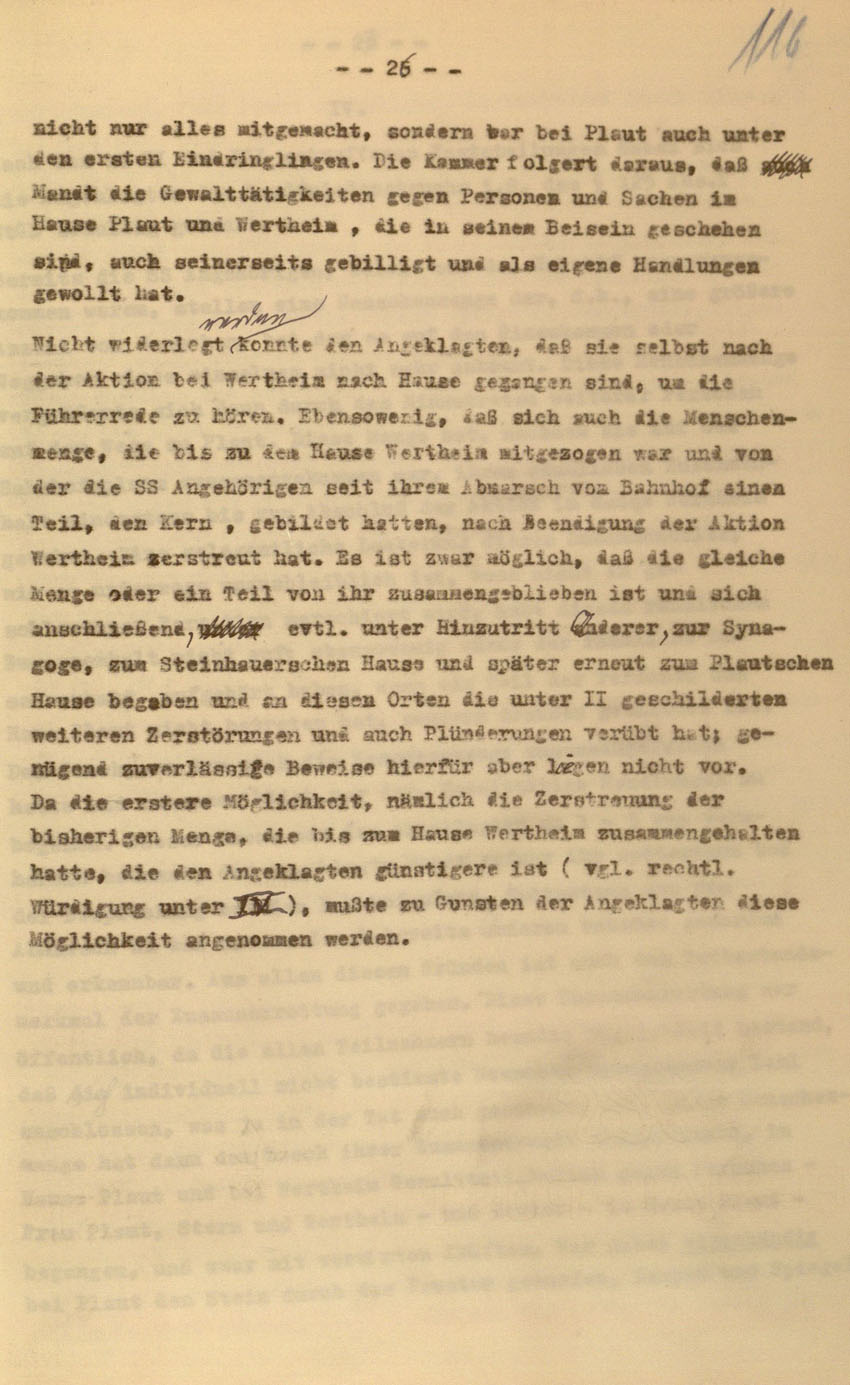 Urteil des Landgerichts Kassel im Prozess gegen die Urheber der Kirchhainer "Judenaktion" von 1938, 16. Dezember 1954 [Dokumentabschnitt 4].