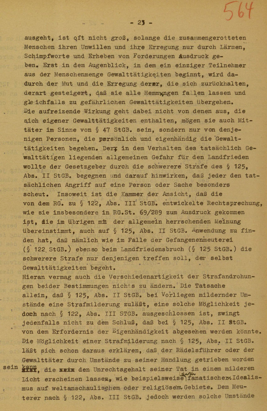Urteil des Landgerichts Marburg im Prozess gegen die Urheber der Kirchhainer "Judenaktion" von 1938, 14.August 1951 [Dokumentabschnitt 3].
