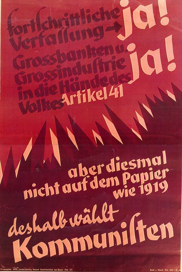 Bild zum Dokument Plakat: "Fortschrittliche Verfassung Ja! Großbanken, Großindus