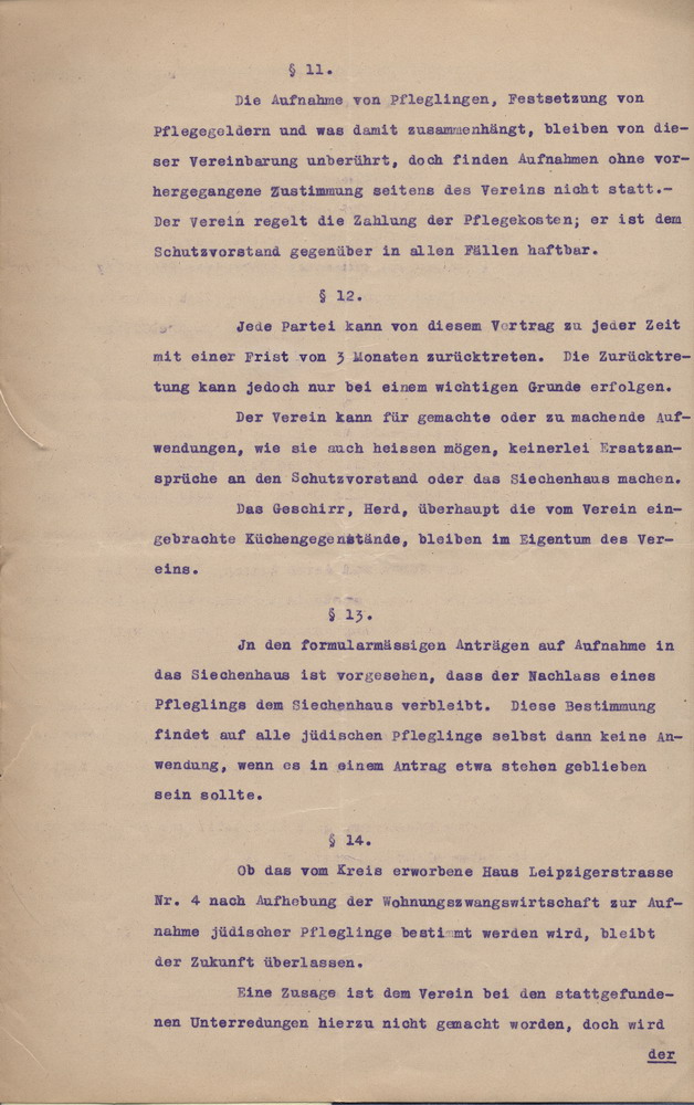 Vertrag zur finanziellen  Absicherung der Einhaltung ritueller Pflichten im Liobasiechenhaus zu Fulda, 12. November 1926