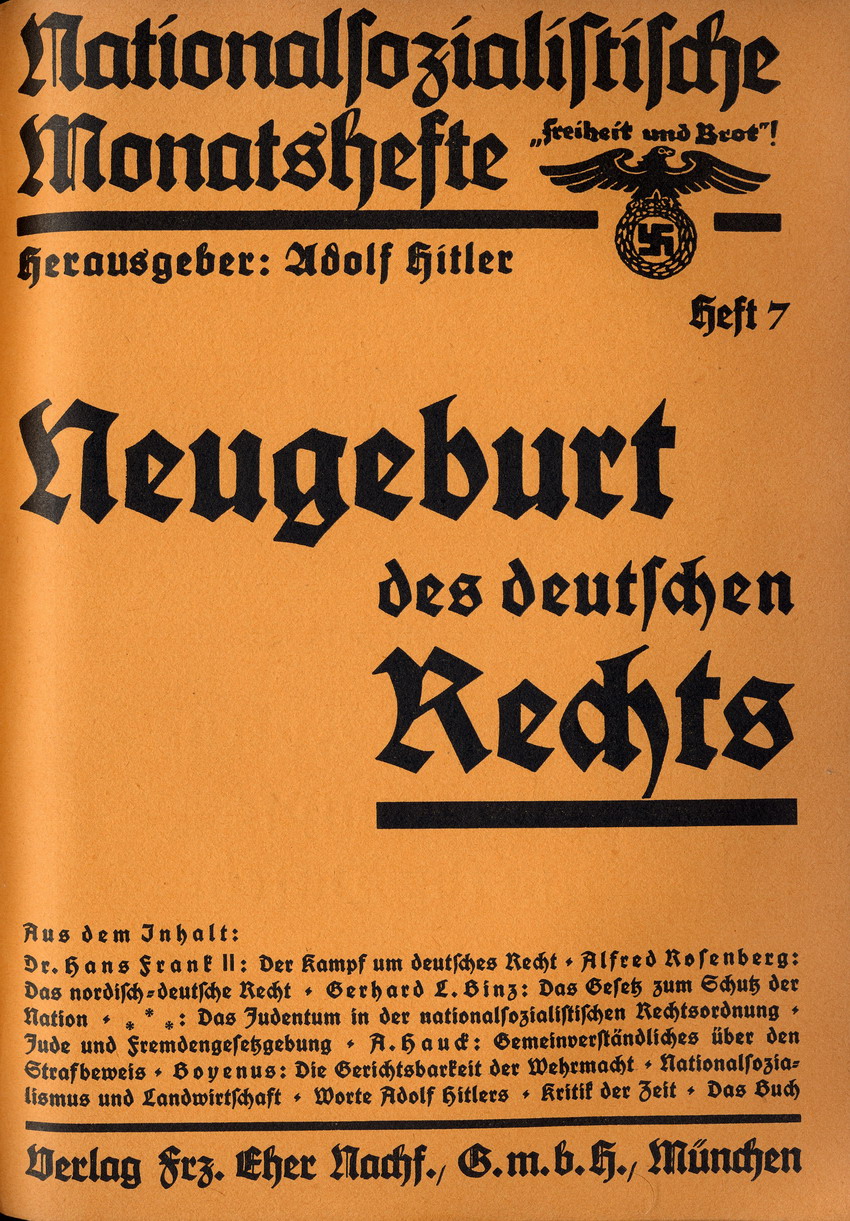 Gerhard L. Binz, Das Gesetz zum Schutz der Nation, in: Nationalsozialistische Monatshefte 7, Oktober 1930