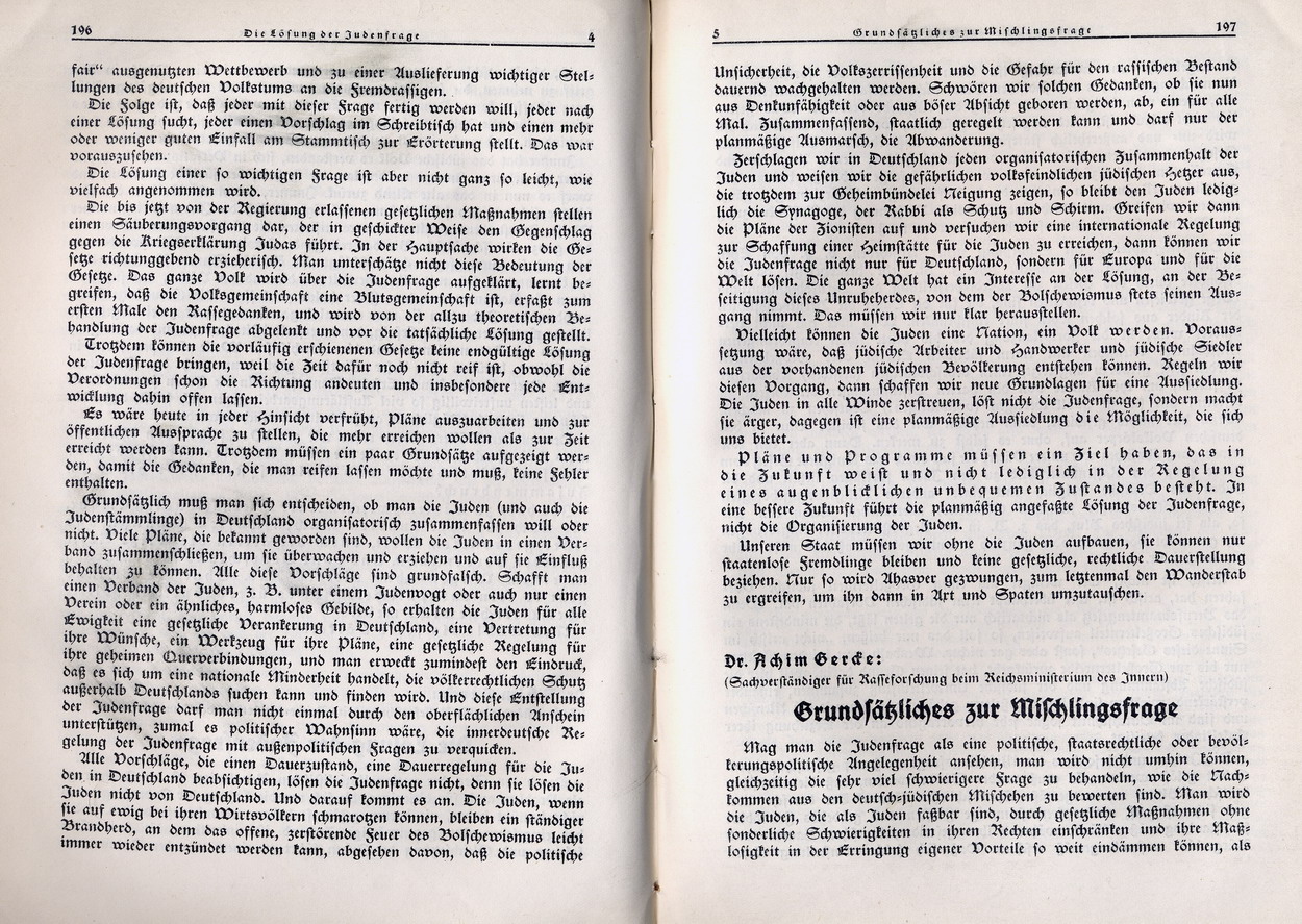 Die Rassenfrage und das neue Reich,  Nationalsozialistische Monatshefte 38, Mai 1933