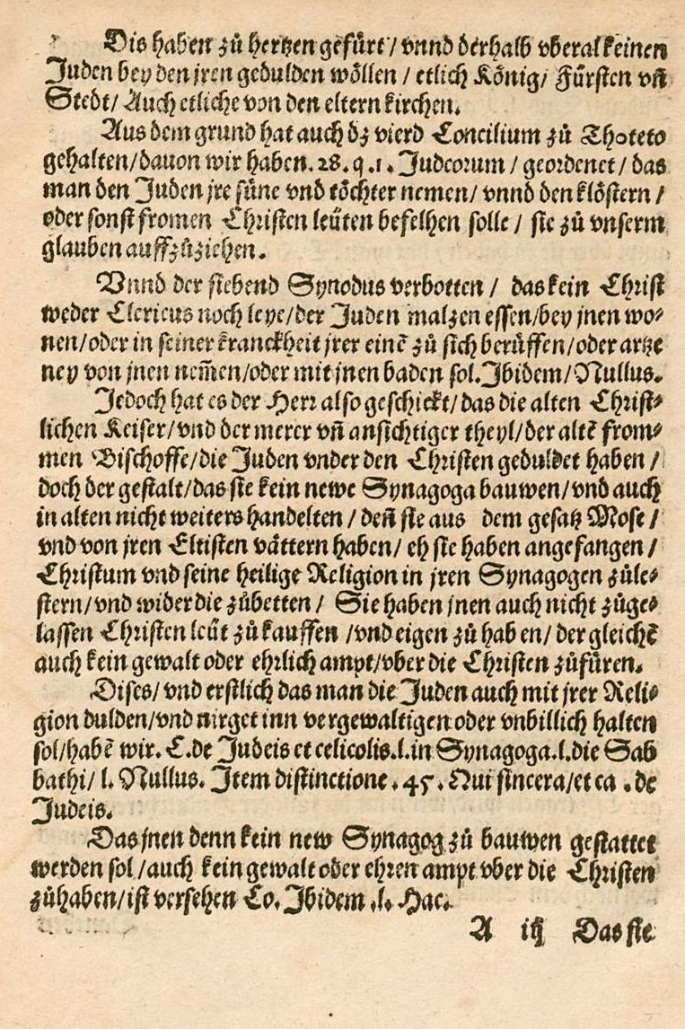 Auszüge aus Martin Bucers  "Von den jude[n], Ob vn[d] wie die vnder den Christe[n] zu halten sind, ein Rathschlag", 1538 [Druck: Straßburg 1539]