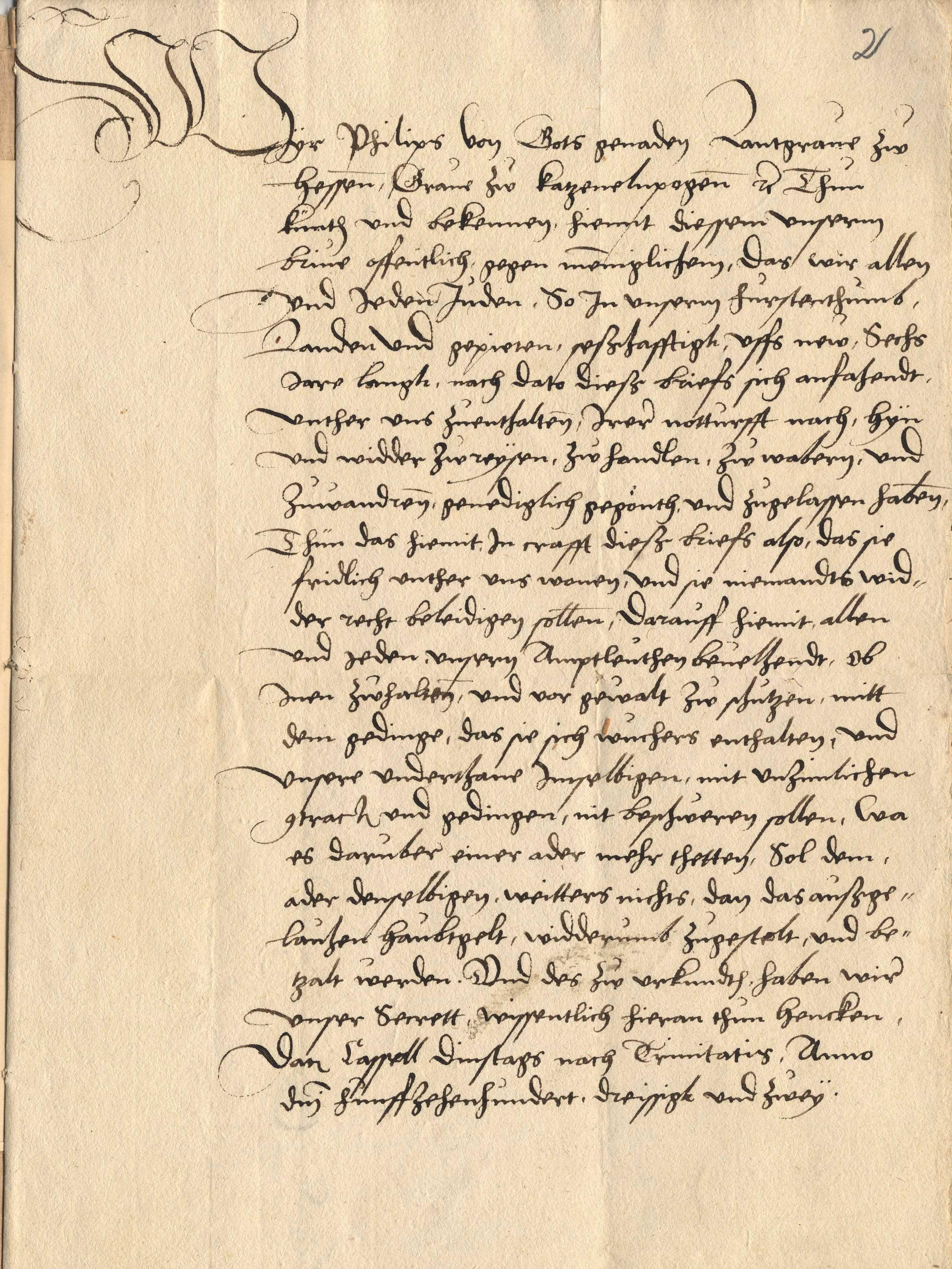 Furstlich mandat die Juden belangend.
Erlass des Landgrafen Philipp von Hessen von 28. Mai 1532