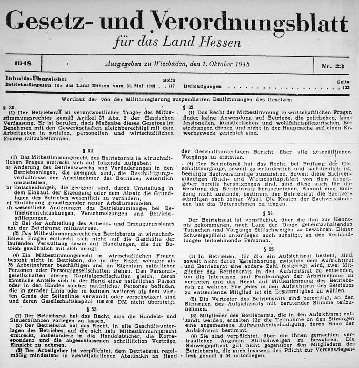 Bild zum Dokument Betriebsrätegesetz vom 31. Mai 1948 (Auszüge)