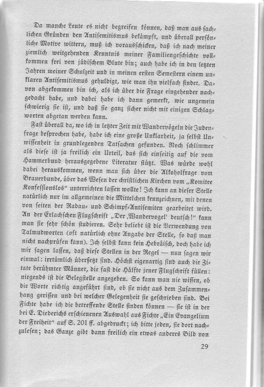 Artikel "Zur Judenfrage" aus: "Die Pachantei. Meinungsaustausch der Wandervögel", Heft 2/1914