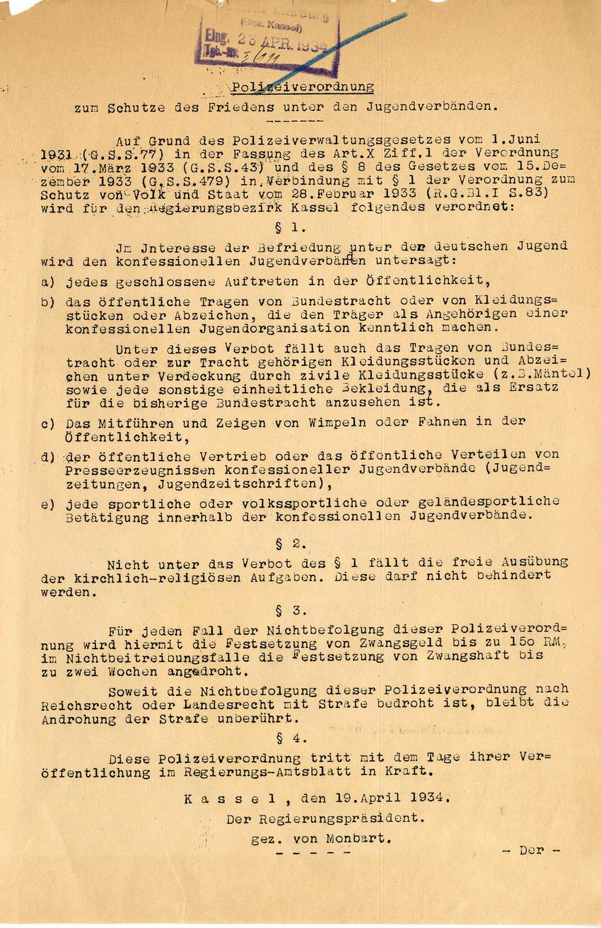 Polizeiverordnung zum Schutze des Friedens unter Jugendverbänden