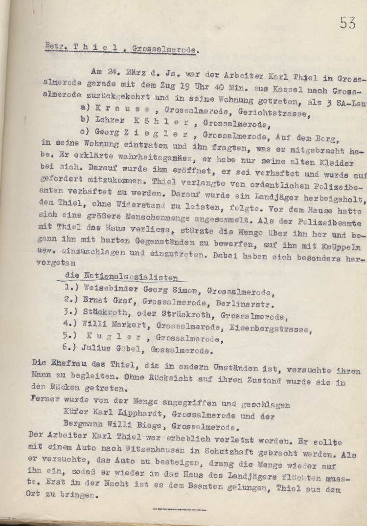 Beschreibung der Misshandlungen (Anlage zum Schreiben MdL Paul Röhle vom 10.04.1933)