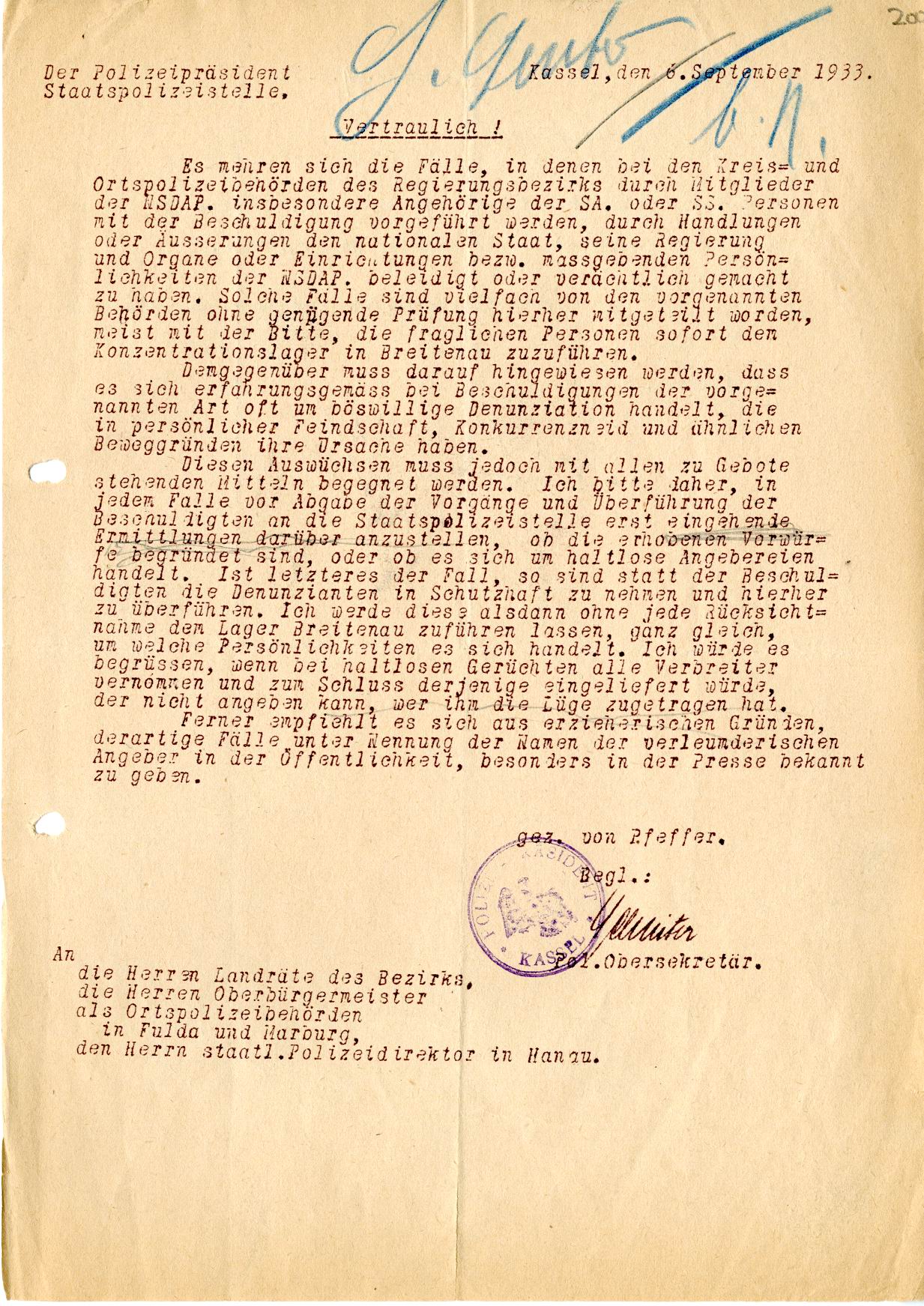 Bild zum Dokument Unbegründete Denunziation durch NSDAP-Angehörige, 06. Septembe