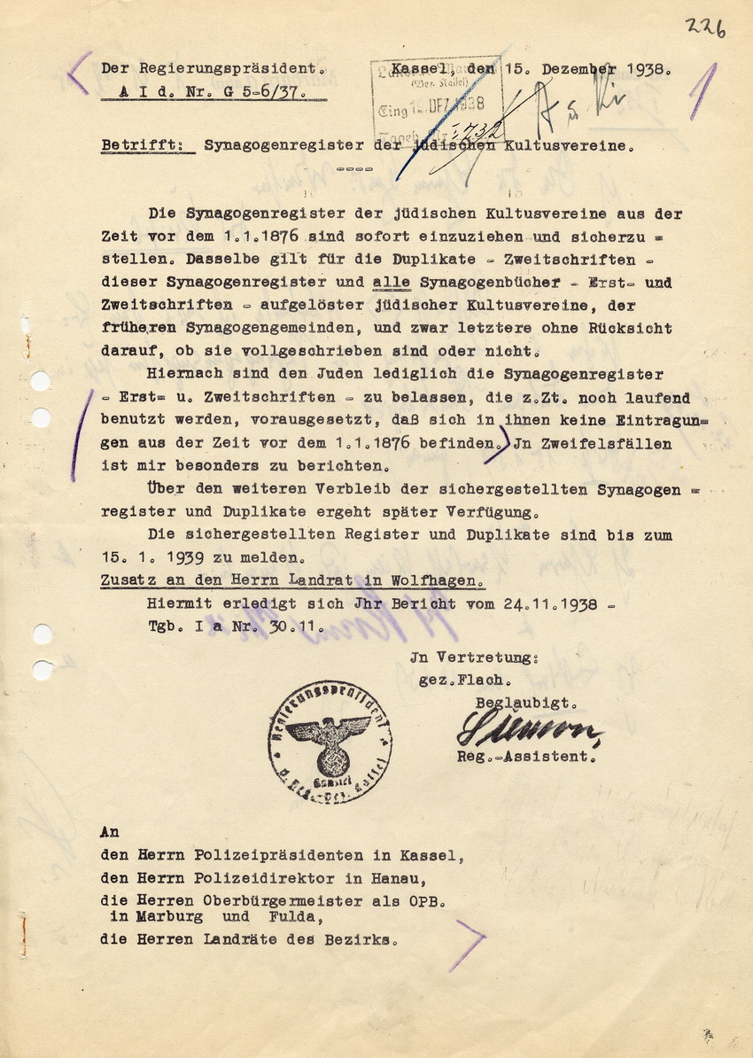 180 Marburg 3872: Verwaltung der jüdischen Gemeinden 1926-1949 180 Marburg 3872: Verwaltung der jüdischen Gemeinden 1926-1949