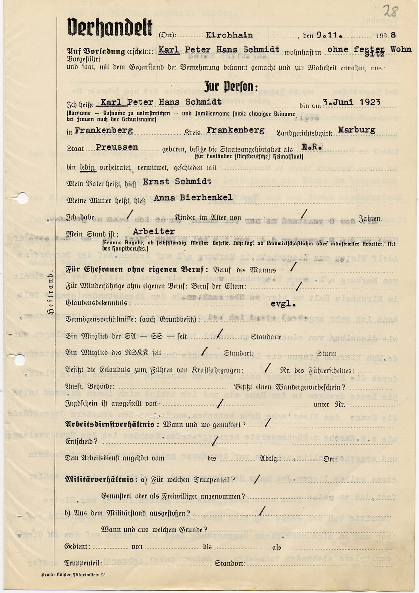 180 Marburg 4174: Ausschreitungen gegen die Juden in Kirchhain 1935 - 1945 (Novemberpogrom 1938) 180 Marburg 4174: Ausschreitungen gegen die Juden in Kirchhain 1935 - 1945 (Novemberpogrom 1938)