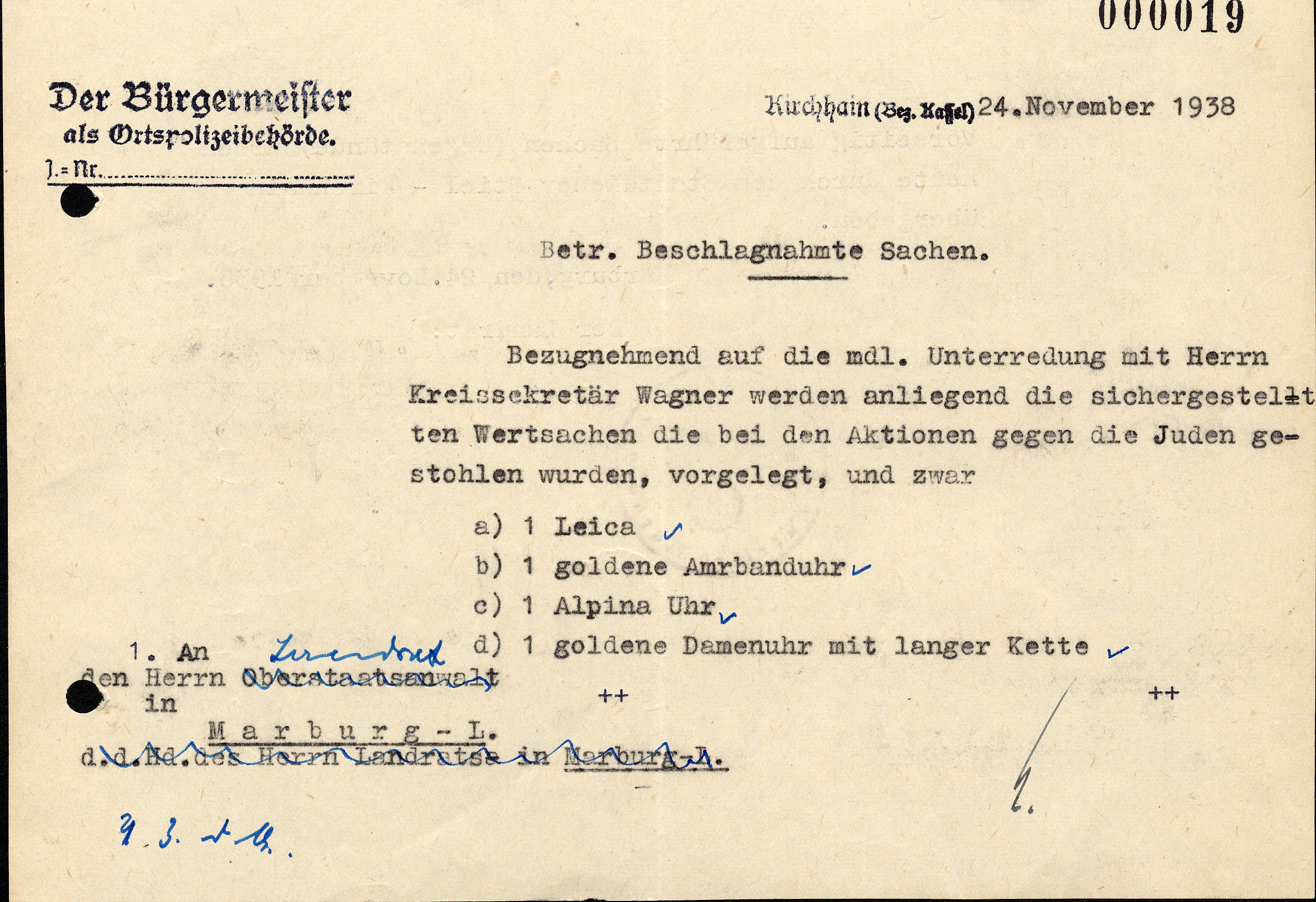 330 Kirchhain 3492: Ausschreitungen gegen Juden 1938 - 1950 330 Kirchhain 3492: Ausschreitungen gegen Juden 1938 - 1950