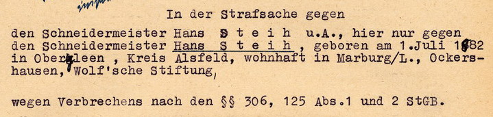 274 Marburg 125 Bd 2 Synagogenbrandstiftung 1938, Hauptakte Teil 2 274 Marburg 125 Bd 2 Synagogenbrandstiftung 1938, Hauptakte Teil 2