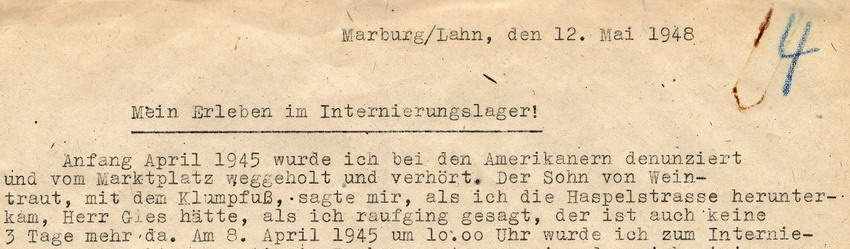 274 Marburg 125 Bd 4.1 Synagogenbrandstiftung 1938, Nebenakte 2 274 Marburg 125 Bd 4.1 Synagogenbrandstiftung 1938, Nebenakte 2