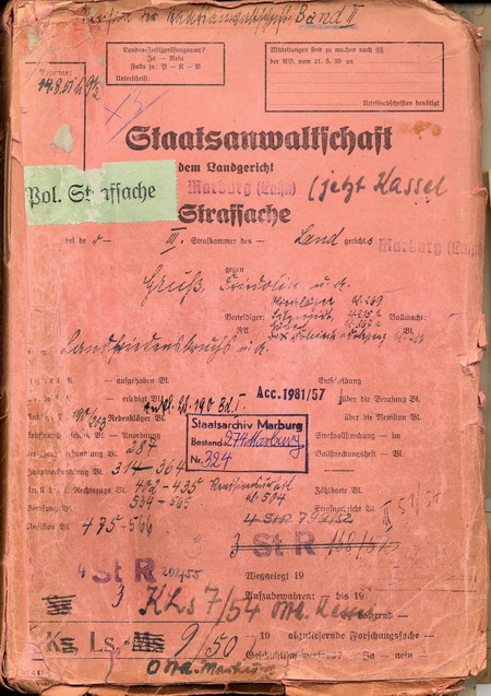 274 Marburg 324 Bd. 2 Landfriedensbruch Kirchhain 1938 274 Marburg 324 Bd. 2 Landfriedensbruch Kirchhain 1938