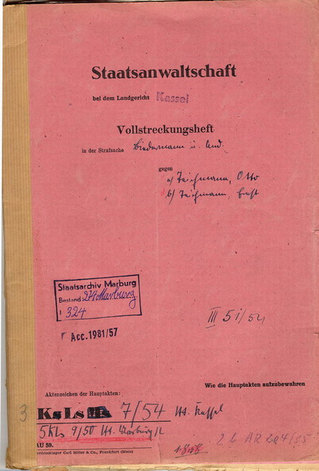 274 Marburg 324 Bd. 6 Vollstreckunsgheft Landfriedensbruch Kirchhain 1938 274 Marburg 324 Bd. 6 Vollstreckunsgheft Landfriedensbruch Kirchhain 1938